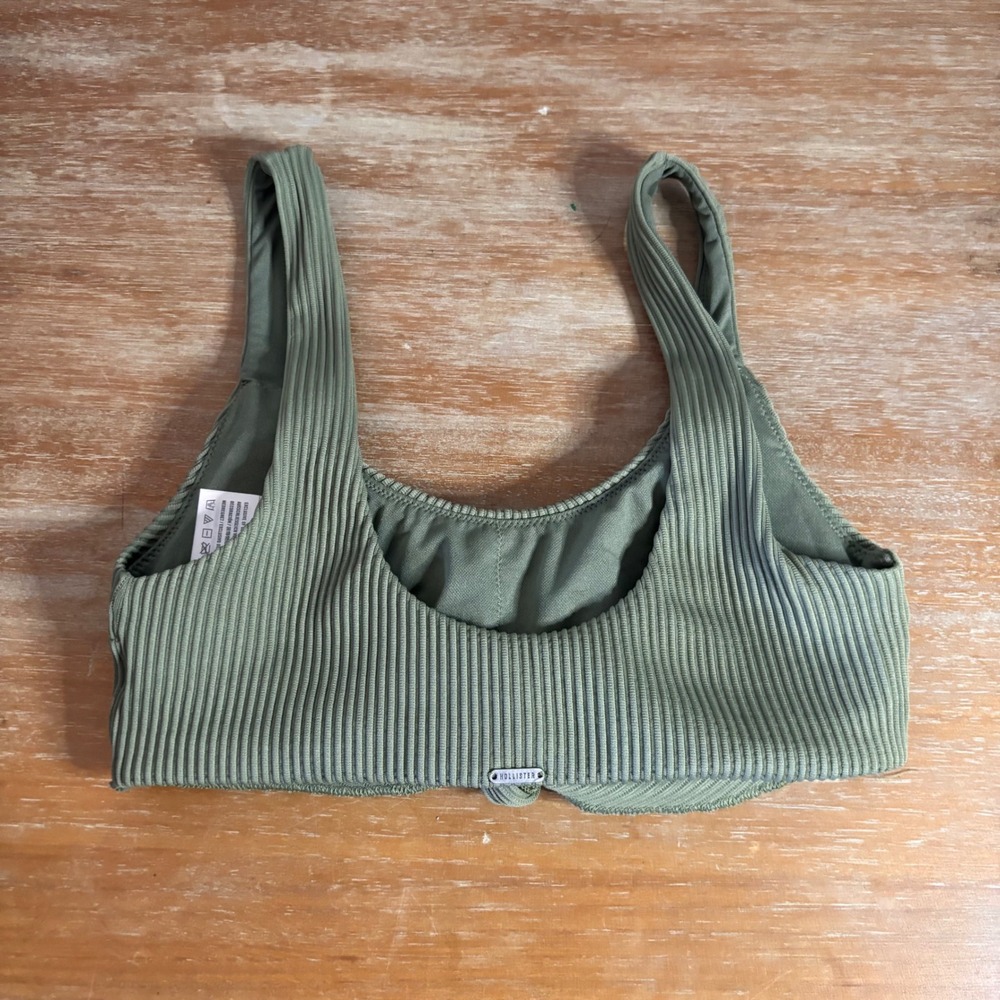 Hollister Ribbed Knot Front Bikini Top Olive Green Small 311-471-0470-331 - Picture 4 of 11